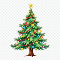 Fototapeta premium Watercolor christmas tree. Christmas tree png. New year