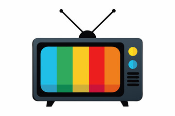 retro TV set with antenna and color screen