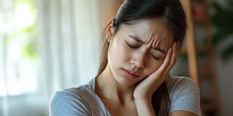 Obraz premium Woman's Distressed Expression: Stress, Anger, or Sadness