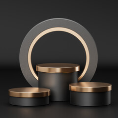 Premium Circular Black Friday Podium with Golden Details