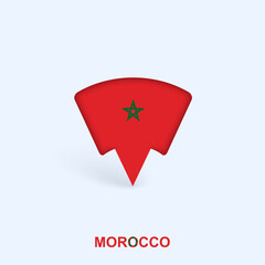 Morocco Flag Map Pointer Design with Shadow.