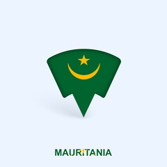 Mauritania Flag Map Pointer Design with Shadow.