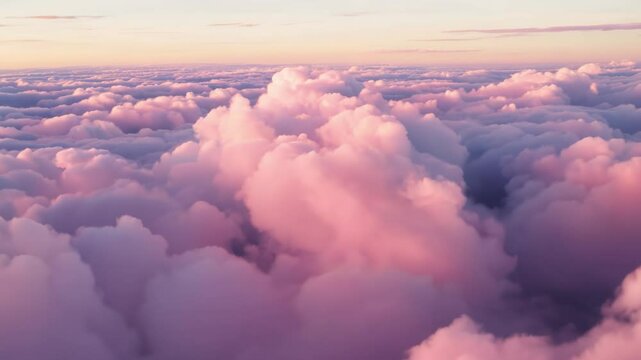 Pink cloudscape transforming during golden hour