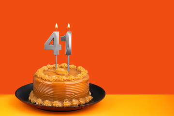 Birthday cake with dulce de leche frosting - Candle number 41