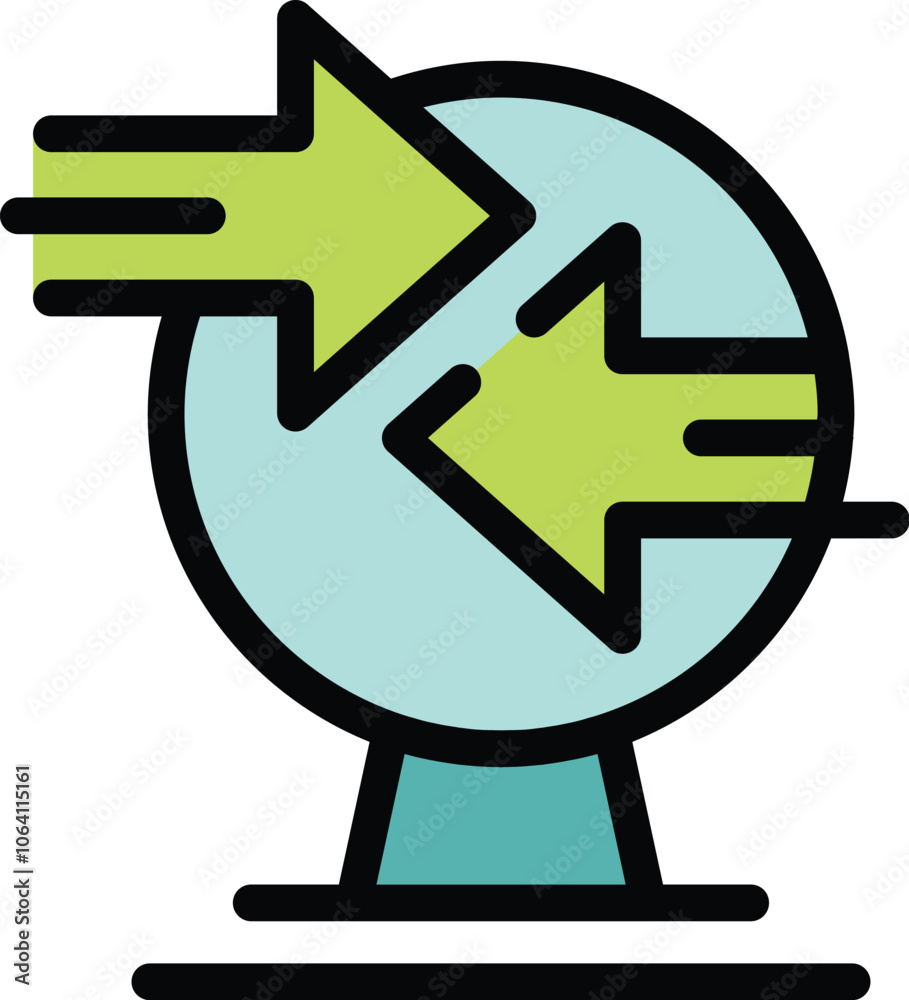 Poster global data exchange concept with arrows rotating around globe icon