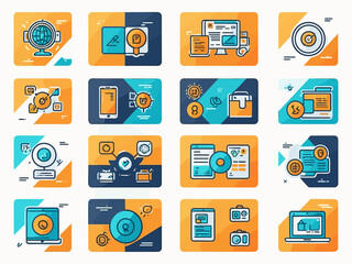 Business concept icon collection set. Containing products, revenue, services, distribution, core value, cost, management icon. Simple flat vector illustration.