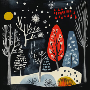 A hand-drawn Scandinavian Christmas card