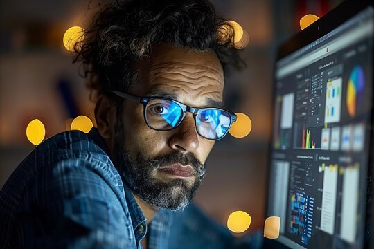 Late-Night Office Grind: Graphic Designer Burning the Midnight Oil