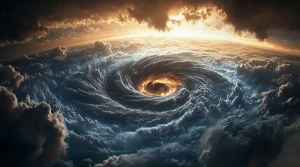 Occhio del ciclone di un tornado uragano.