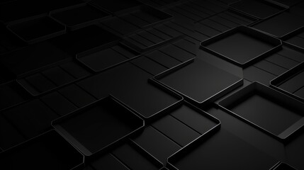 Fototapeta premium Abstract 3D Black Cube Geometry. Modern and Technological Design Element.