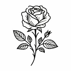 Elegant Rose Line Art Tattoo
