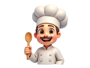 Chef Emoji with Toque Hat and Wooden Spoon for Culinary Themes