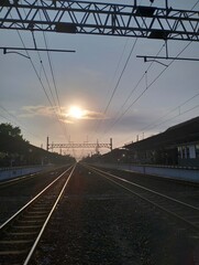 railway at sunset