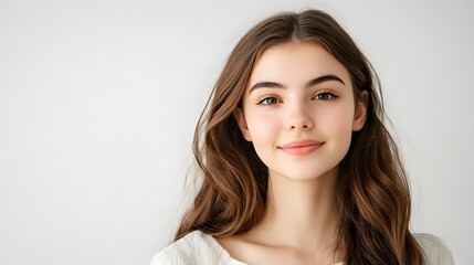 Fototapeta premium Portrait of young happy woman looks in camera.Skin Care