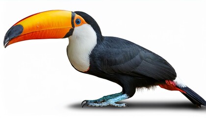 Fototapeta premium Toucan bird side view full body isolate on White background PNG