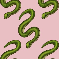 Naklejka premium Snakes Pattern with Pink Background Seamless Pattern Design