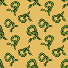 Snake Knot with Yellow Background Seamless Pattern Design