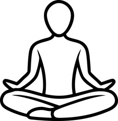 A simple meditation logo featuring a figure in a seated posture, embodying tranquility and mindfulness in a minimalist style