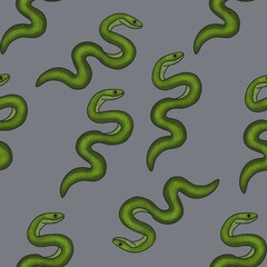 Snakes Seamless Pattern Design with Gray Background