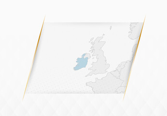 Ireland Map in Blue with Gold Framed Accents. Modern Vector Map of Ireland.