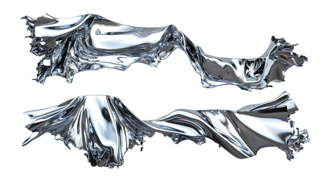 Abstract Melted Chrome Metal Shape With Fluid Contours and Reflections Generative AI