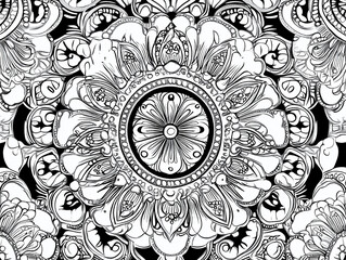 intricate black and white coloring page