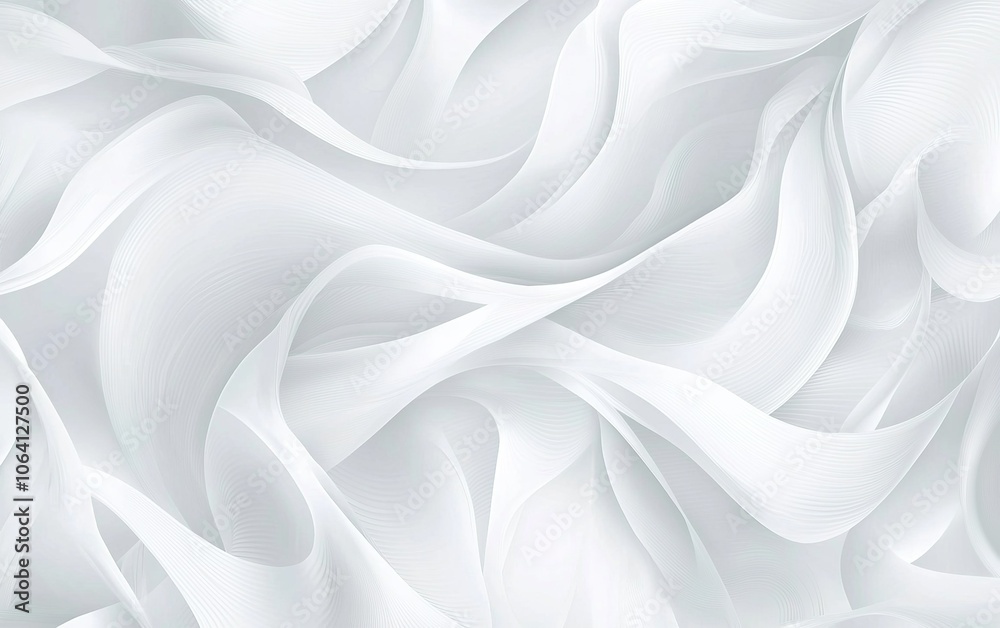 Poster flowing white fabric with soft texture and gentle curves creating an elegant backdrop in a minimalis