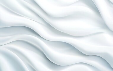 Flowing white fabric waves create a soft, elegant texture in a minimalist design suitable for backgrounds or textiles
