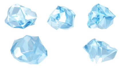 Abstract Polygonal Background With Light Blue Crystal Shapes Generative AI