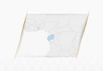 Gabon Map in Blue with Gold Framed Accents. Modern Vector Map of Gabon.