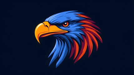 Fototapeta premium Abstract vector graphic of an eagle head with a red, white, and blue color scheme on a dark background