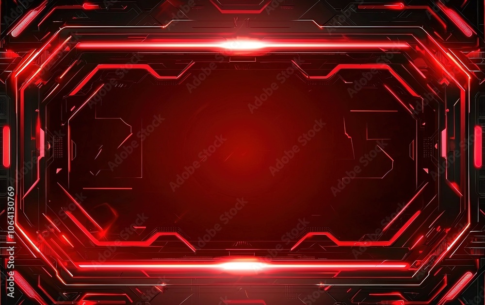 Poster futuristic red digital background with glowing lines and geometric patterns suitable for modern desi