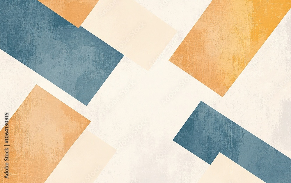 Poster abstract geometric shapes in warm colors on a textured background create a modern artistic design su