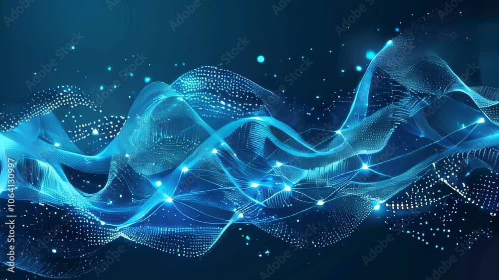 Poster digital waves gracefully flowing through the vastness of space at the edge of the universe