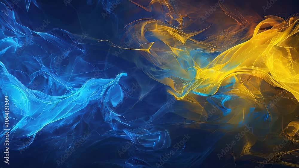Poster a mesmerizing display of a gradient blue and yellow light nebula embracing the cosmic depths