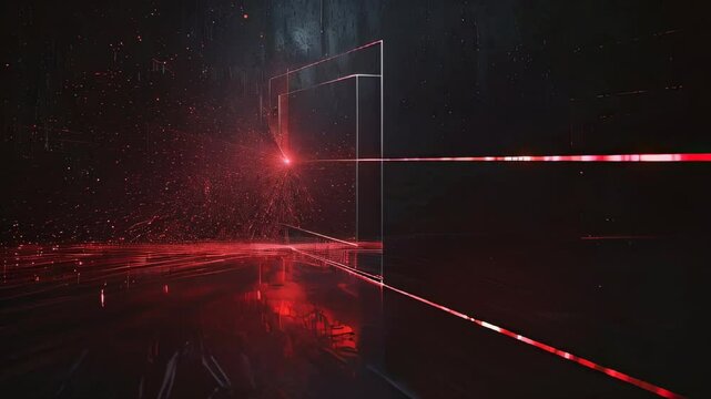 Dynamic Red Laser Beams Dance Through a Dark Space in a Mesmerizing Light Display
