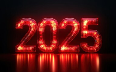 Number "2025" 3d vector on colored background professional