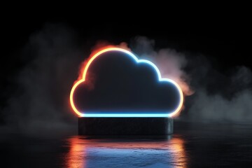 creative 3d cloud computing icon with glowing effect