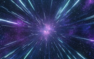 Fototapeta premium Vivid cosmic burst featuring streaks of light and vibrant colors in deep space surrounding a central bright area