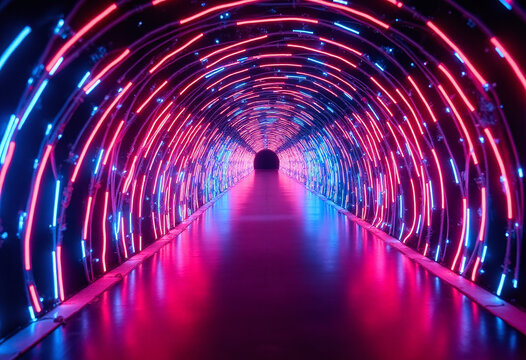 creates dynamic neon tunnels swirling light trails blend space