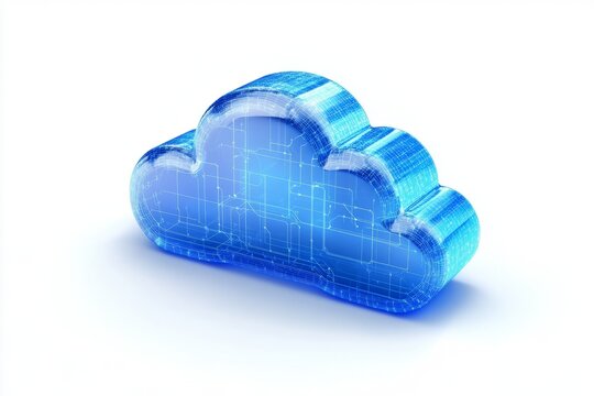 creative 3d cloud computing icon with glowing effect