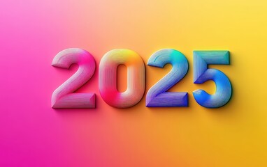 Number "2025" 3d vector on colored background 