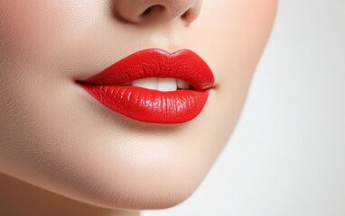 Obraz premium beautiful red lips on a white background 