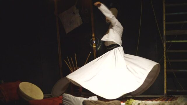 the image of a whirling Dervish in the darkness