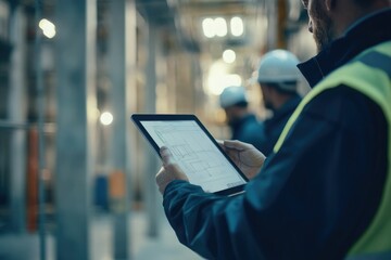 Everyone needs to be on the same page. Shot of a group of architects using a digital tablet at a building site.