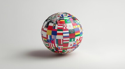Obraz premium A 3D globe made up of various world flags.