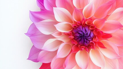 Obraz premium A close-up of a pink and white flower with a purple center, situated at the heart of the flower