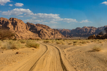 Sandy track through Wadi Disah, Saudi Arabia