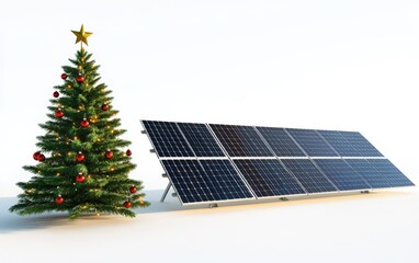 3d solar panel christmas background