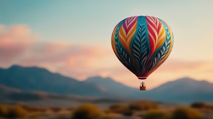 Fototapeta premium Colorful Tribal Pattern Balloon in Scenic Landscape
